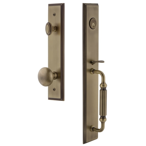 Grandeur Carr S Grip Single Cylinder Handleset with Fifth Avenue Interior Knob