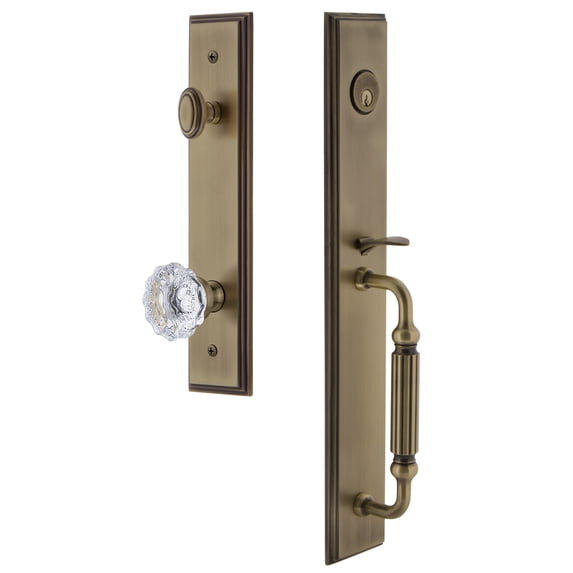 Grandeur 849066 Carre Solid Brass Rose Dummy Full Plate "F" Grip Handleset - Brass