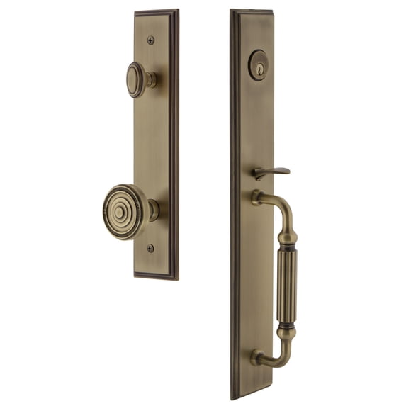 Grandeur 845442 Carre Solid Brass Rose Keyed Entry Single Cylinder Full Plate "F" Grip