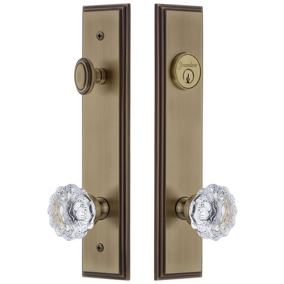 Grandeur Carfon_Tp_Eset_238 Carre Solid Brass Tall Plate Single Cylinder Keyed Entry Set -