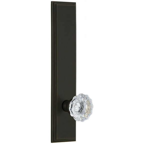 Grandeur Carfon_Tp_Psg_238 Carre Solid Brass Tall Plate Rose Passage Door Knob Set -