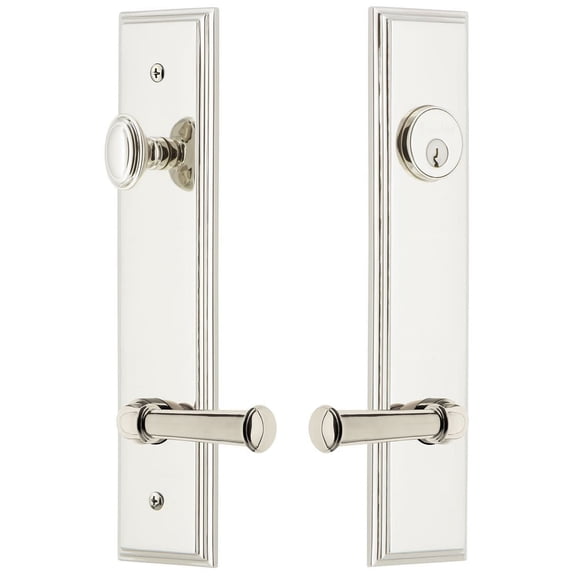 Grandeur 841355 Carre Solid Brass Tall Plate Single Cylinder Keyed Entry Set - Nickel