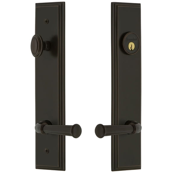Grandeur 841370 Carre Solid Brass Tall Plate Single Cylinder Keyed Entry Set - Bronze