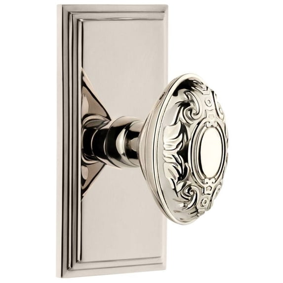 Grandeur Cargvc_Prv_234 Carre Solid Brass Rose Privacy Door Knob Set - Nickel