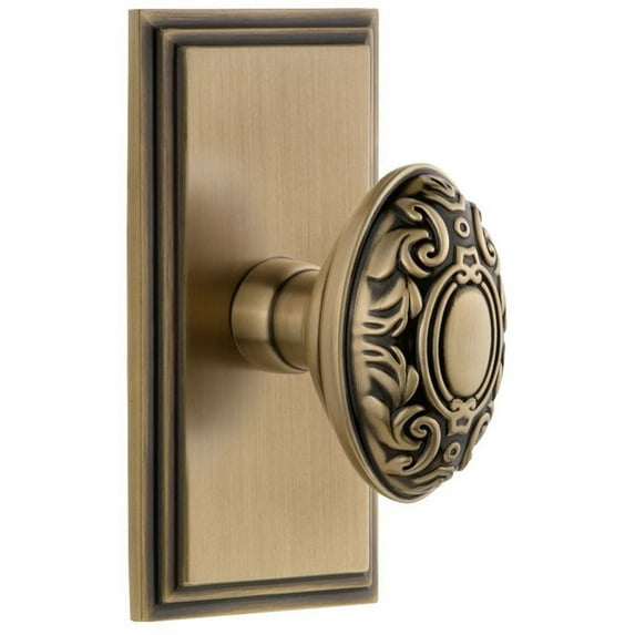 Grandeur Cargvc_Psg_234 Carre Solid Brass Rose Passage Door Knob Set - Brass