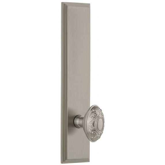 Grandeur Cargvc_Tp_Sd_Na Carre Solid Brass Tall Plate Rose Single Dummy Door Knob - Nickel