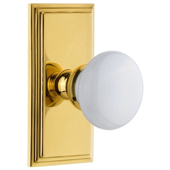 Grandeur Carhyd_Prv_238 Carre Solid Brass Rose Privacy Door Knob Set - Brass