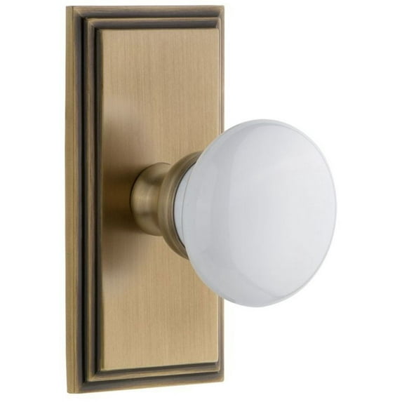Grandeur Carhyd_Psg_238 Carre Solid Brass Rose Passage Door Knob Set - Brass