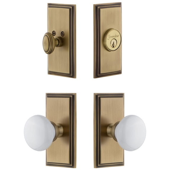 Grandeur 826874 Carre Solid Brass Single Cylinder Keyed Entry Knobset And Deadbolt Combo