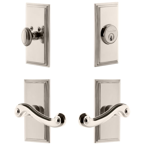 Grandeur 834562 Carre Solid Brass Right Handed Single Cylinder Keyed Entry Leverset And