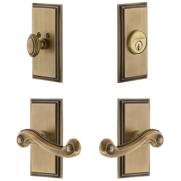 Grandeur 834568 Carre Solid Brass Right Handed Single Cylinder Keyed Entry Leverset And