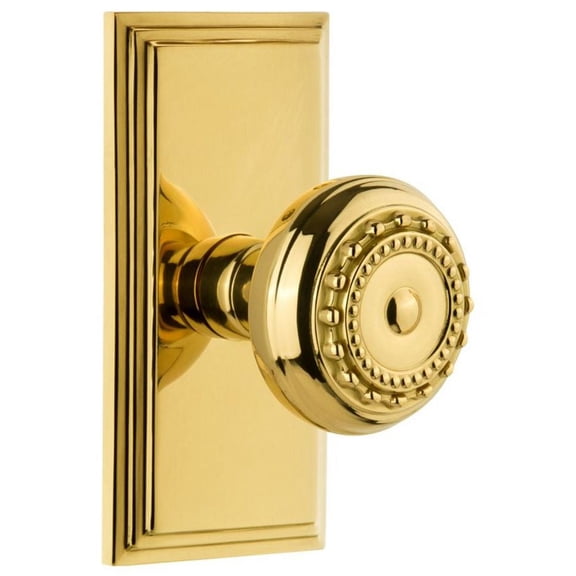 Grandeur 825395 Carre Solid Brass Rose Privacy Door Knob Set - Brass