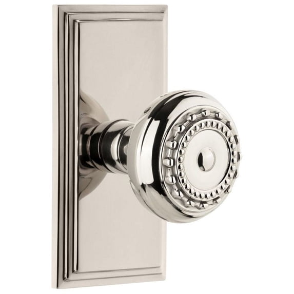 Grandeur 825683 Carre Solid Brass Rose Privacy Door Knob Set - Nickel