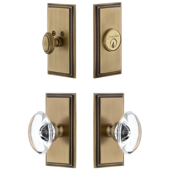 Grandeur 827066 Carre Solid Brass Single Cylinder Keyed Entry Knobset And Deadbolt Combo