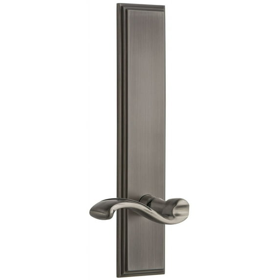 Grandeur Carprt_Tp_Prv_234_Lh Carre Solid Brass Rose Left Handed Tall Plate Privacy Door