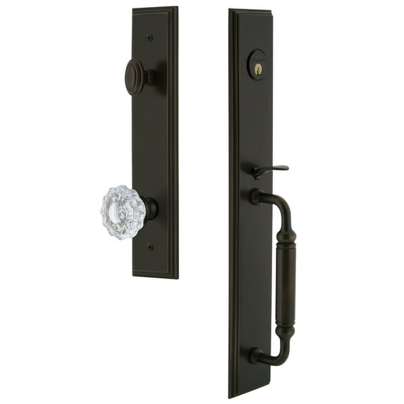 Grandeur Carcgrver_Esetd_Na Carre Solid Brass Rose Dummy Full Plate "C" Grip Handleset -
