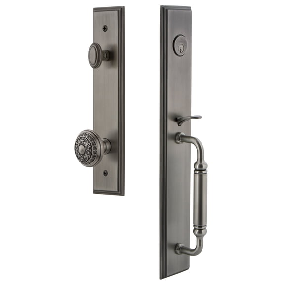 Grandeur Carr C Grip Single Cylinder Handleset with Windsor Interior Knob