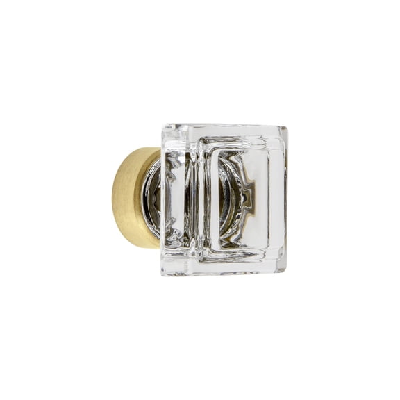 Grandeur Carr-Crys-Knob Carre 1-1/4” Square Crystal Cabinet Knob - Brass