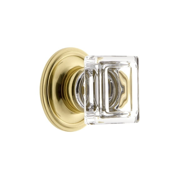 Grandeur Carr-Crys-Knob-Geo Carre 1-1/4" Square Crystal Cabinet Knob - Brass