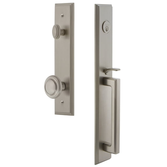 Grandeur Cardgrcir_Esetd_Na Carre Solid Brass Rose Dummy Full Plate "D" Grip Handleset -