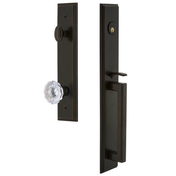 Grandeur Carr D Grip Dummy Handleset with Fontainebleau Interior Knob