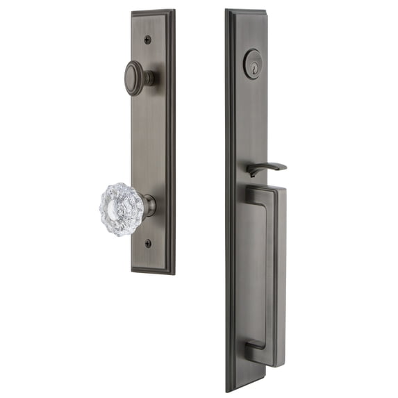 Grandeur 849197 Carre Solid Brass Rose Dummy Full Plate "D" Grip Handleset - Grey