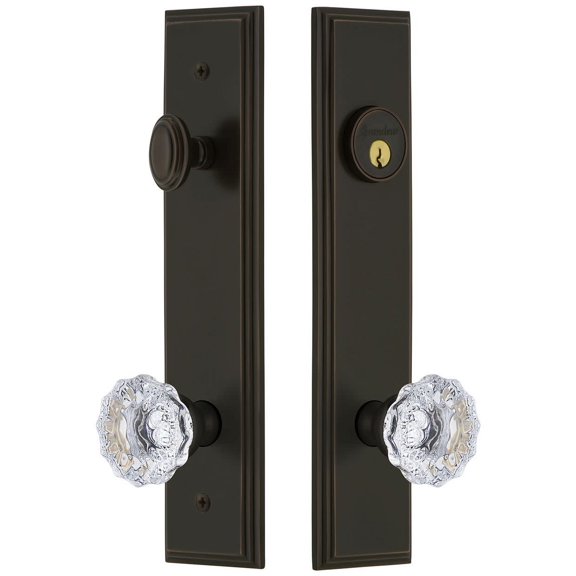 Grandeur Carfon_Tp_Eset_238 Carre Solid Brass Tall Plate Single Cylinder Keyed Entry Set -