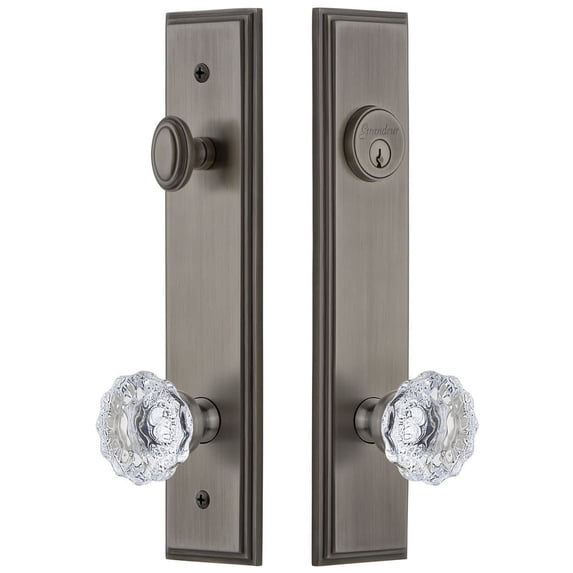 Grandeur Carfon_Tp_Eset_234 Carre Solid Brass Tall Plate Single Cylinder Keyed Entry Set -