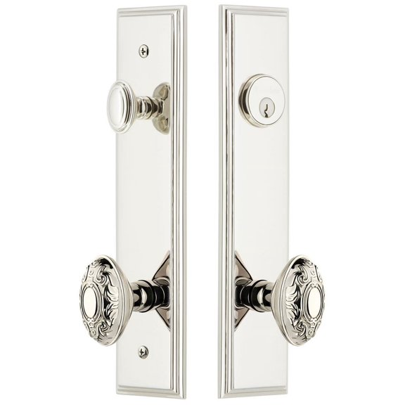 Grandeur Carr  Tall Plate Single Cylinder One Piece Knobset with Grande Victorian Knob