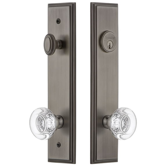 Grandeur Carbor_Tp_Eset_238 Carre Solid Brass Tall Plate Single Cylinder Keyed Entry Set -