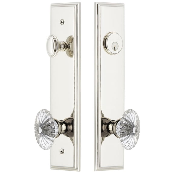 Grandeur Carr  Tall Plate Single Cylinder One Piece Knobset with Knob