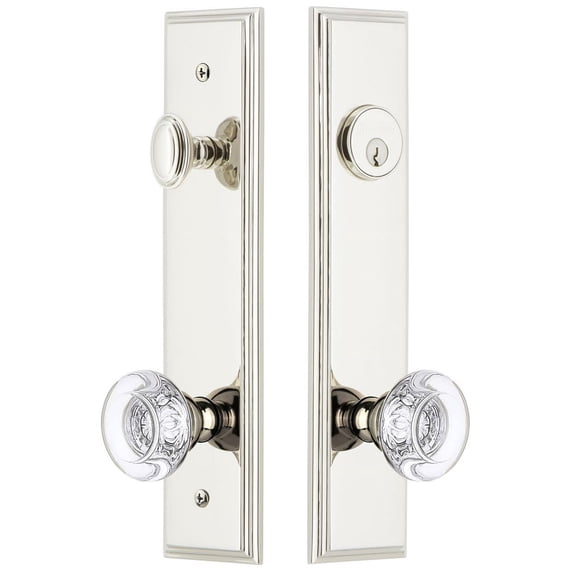 Grandeur 839965 Carre Solid Brass Tall Plate Single Cylinder Keyed Entry Set - Nickel