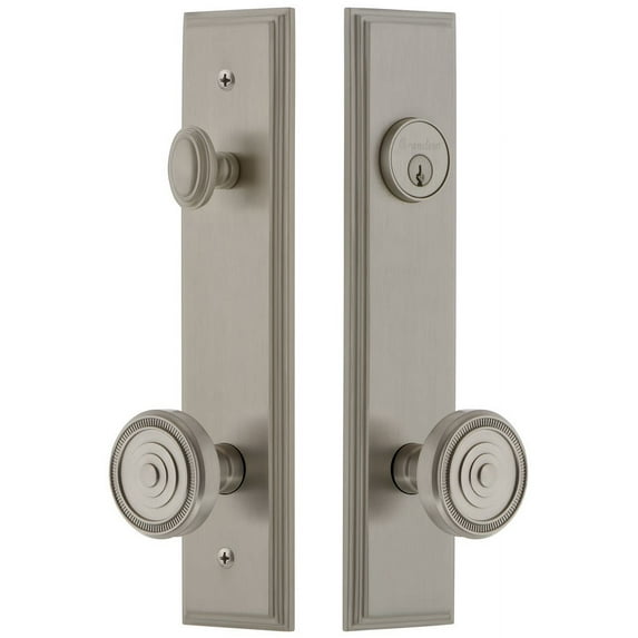 Grandeur Carsol_Tp_Eset_238 Carre Solid Brass Tall Plate Single Cylinder Keyed Entry Set -