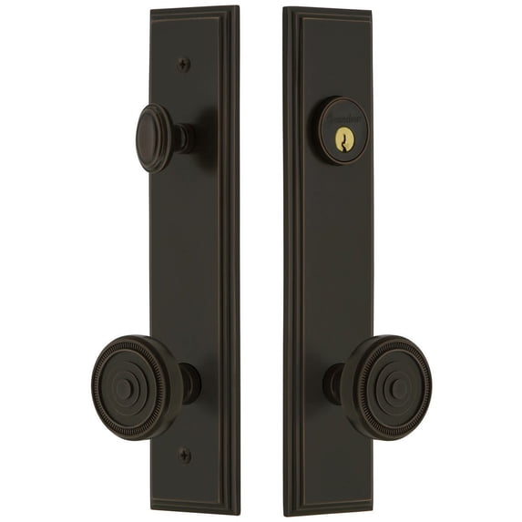 Grandeur 840357 Carre Solid Brass Tall Plate Single Cylinder Keyed Entry Set - Bronze