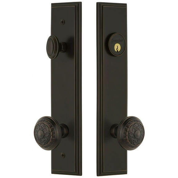 Grandeur Carwin_Tp_Eset_234 Carre Solid Brass Tall Plate Single Cylinder Keyed Entry Set -