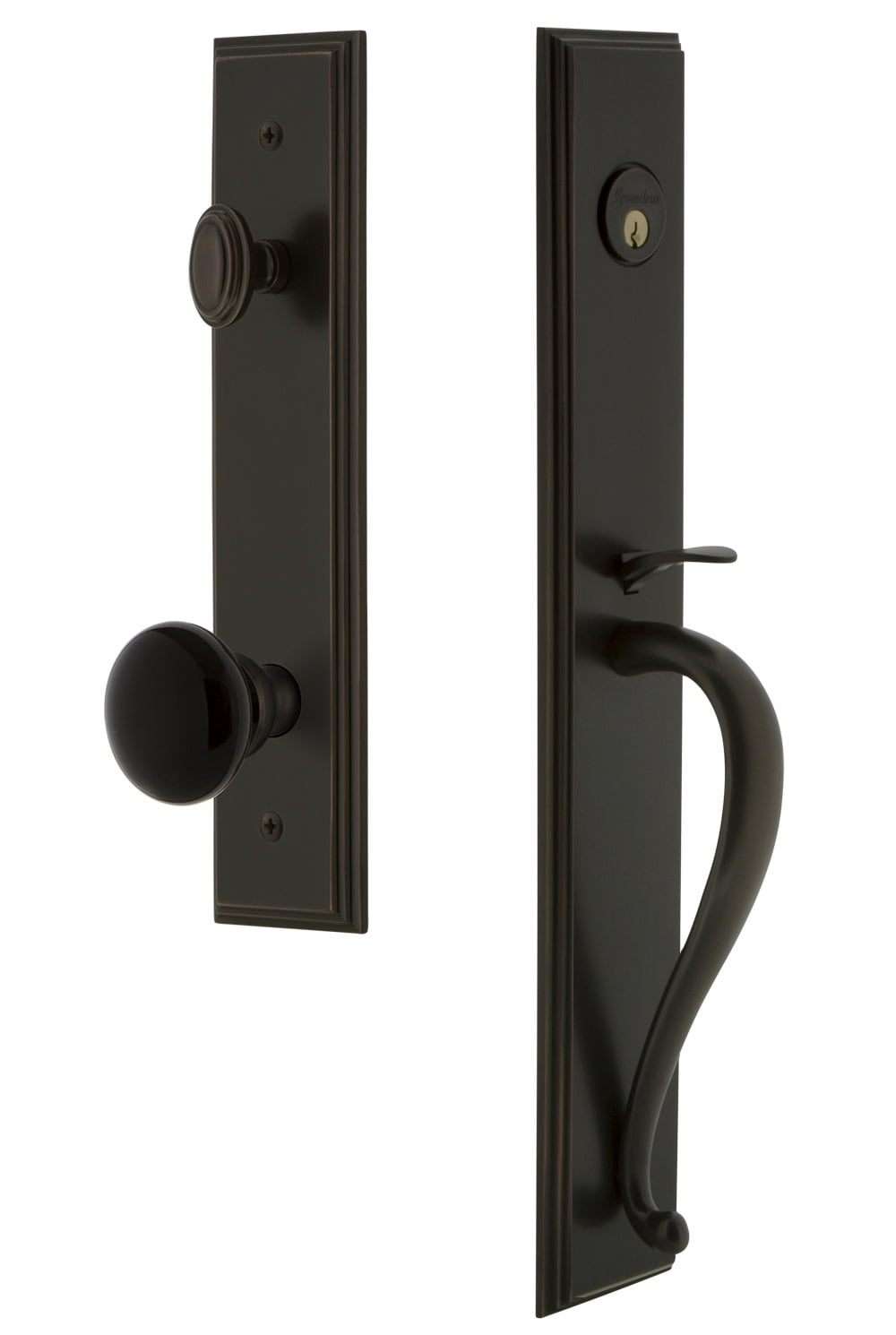 Grandeur 854550 Carre Solid Brass Rose Dummy Full Plate Full Plate 'S' Grip Handleset -