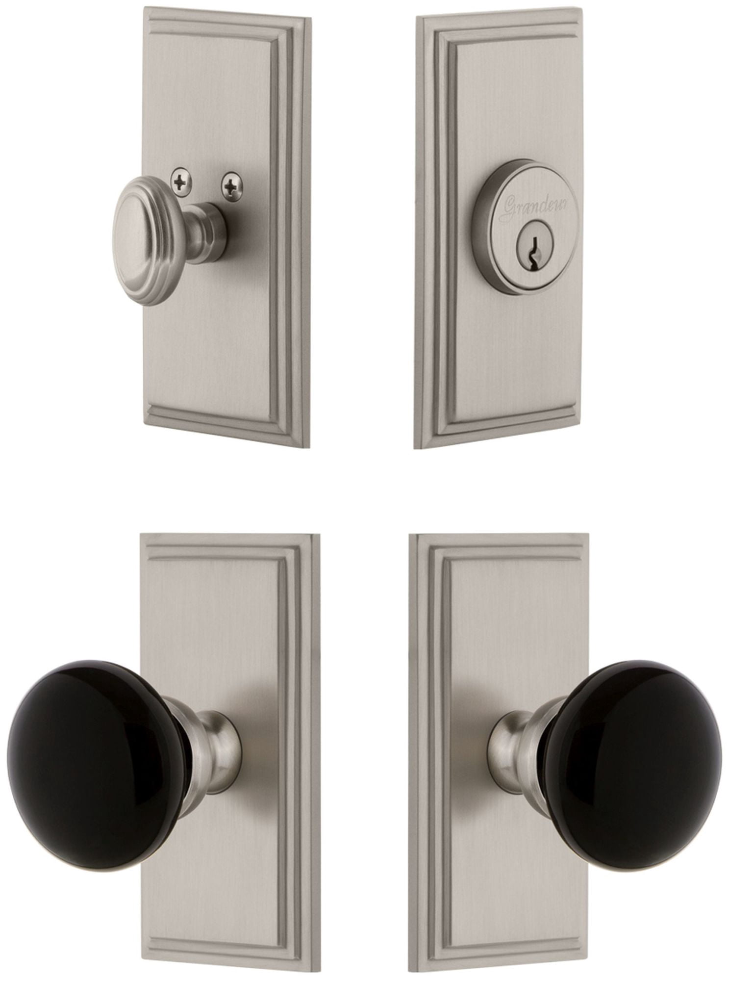 Grandeur 853270 Carre Solid Brass Rose Single Cylinder Keyed Entry Deadbolt And Knobset