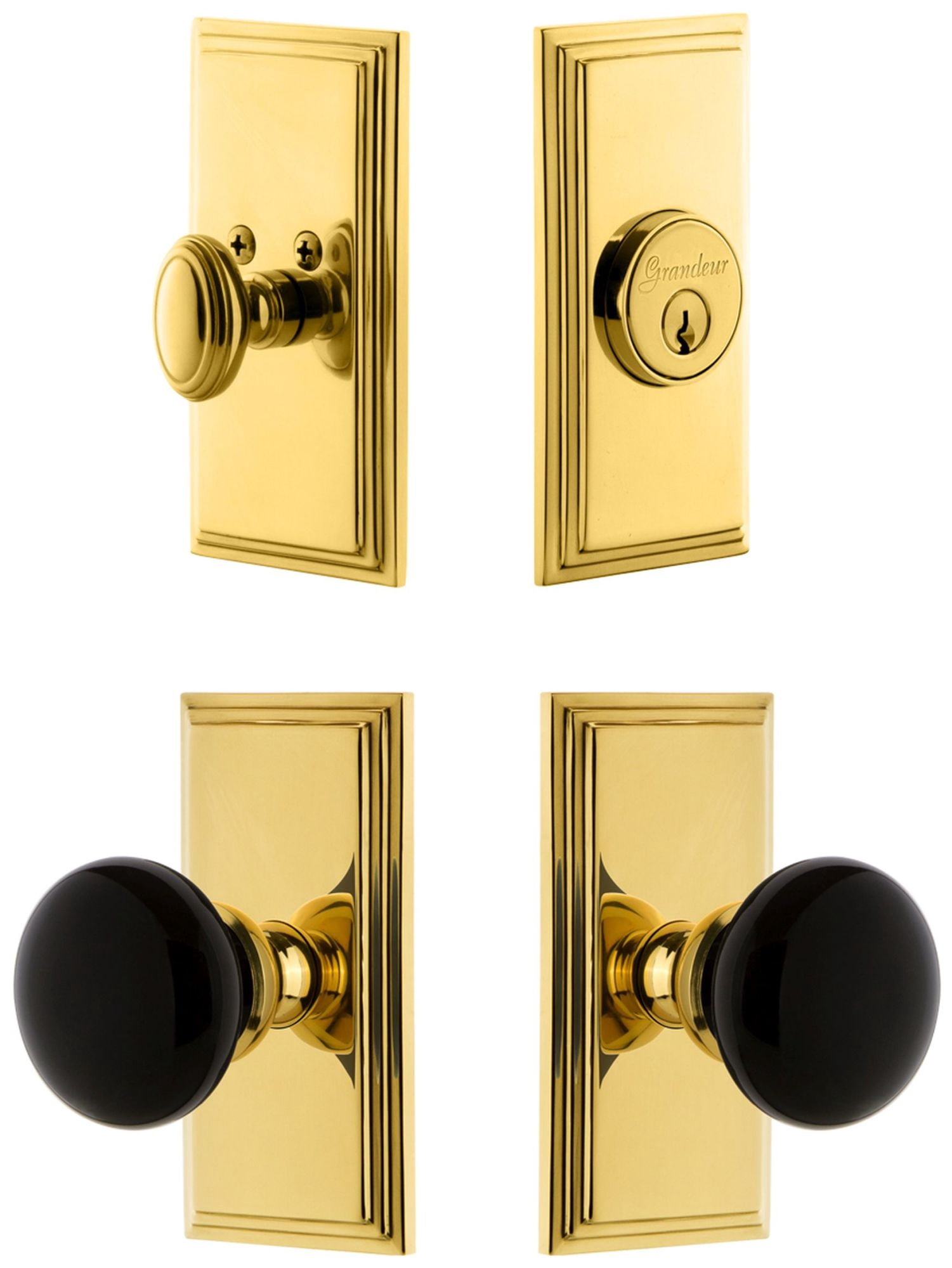 Grandeur 853264 Carre Solid Brass Rose Single Cylinder Keyed Entry Deadbolt And Knobset