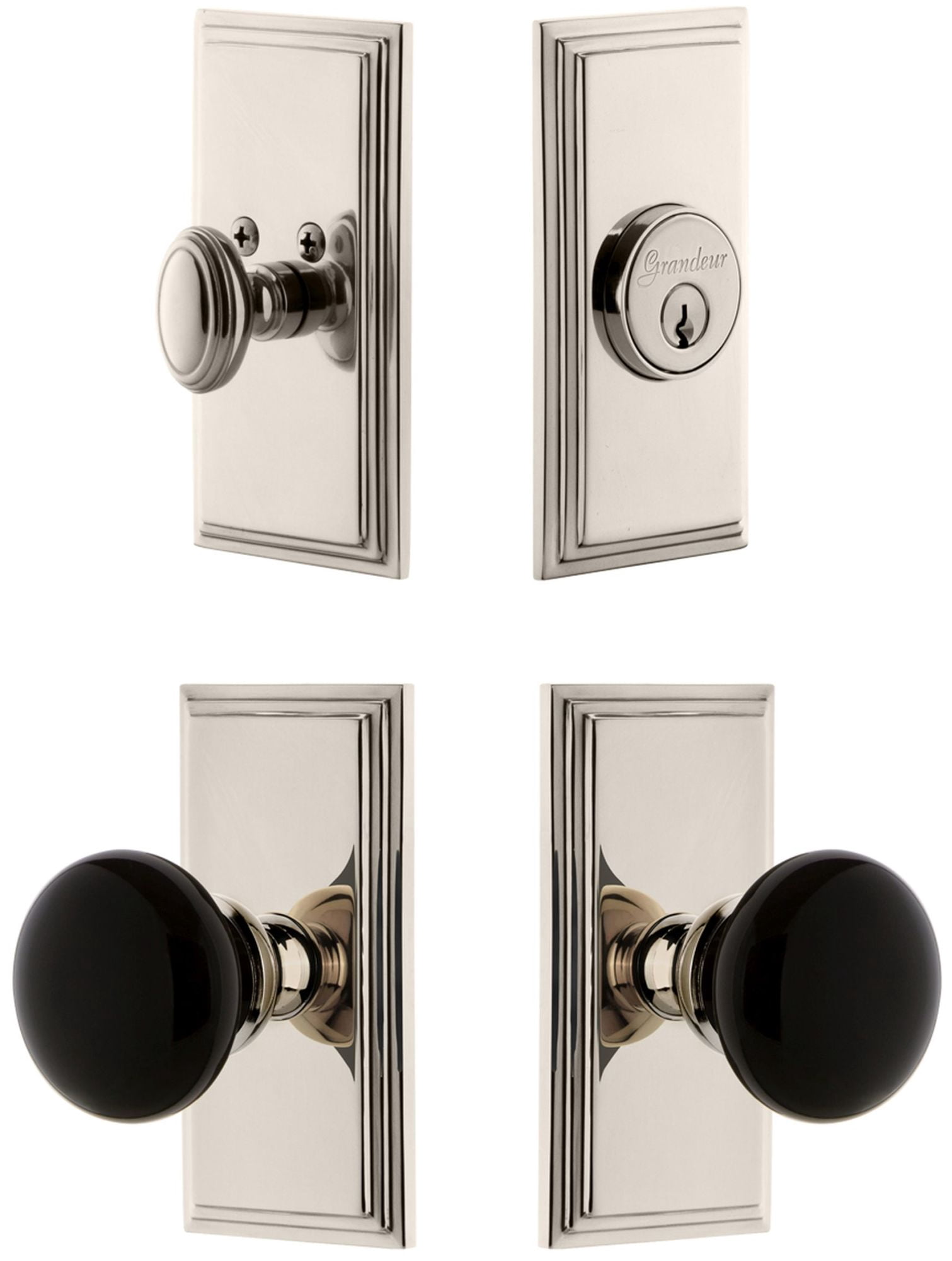 Grandeur 853276 Carre Solid Brass Rose Single Cylinder Keyed Entry Deadbolt And Knobset