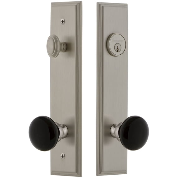 Grandeur Carcov_Tp_Eset_238 Carre Solid Brass Rose Tall Plate Single Cylinder Keyed Entry