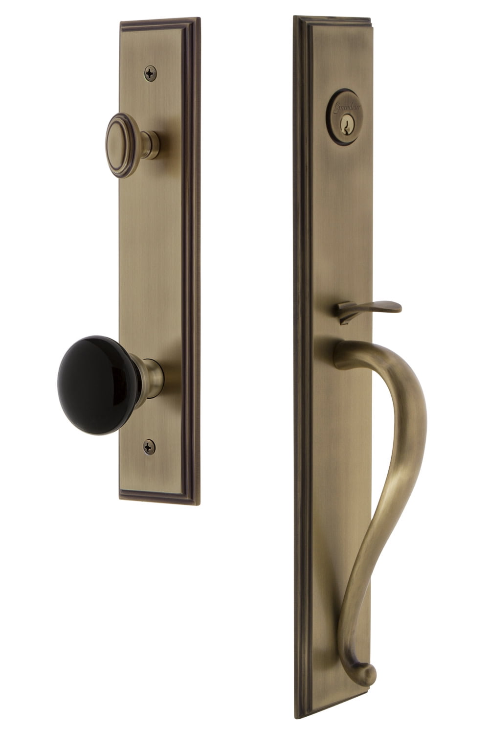 Grandeur 854551 Carre Solid Brass Rose Dummy Full Plate Full Plate 'S' Grip Handleset -
