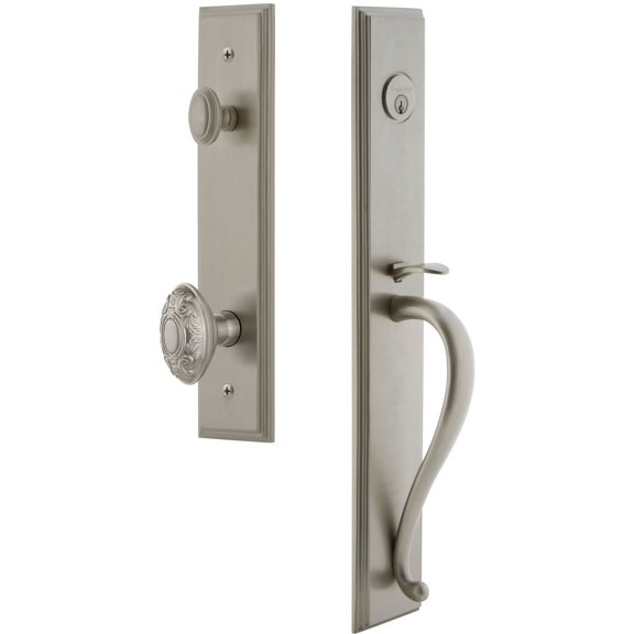 Grandeur 849078 Carre Solid Brass Rose Dummy "S" Grip Handleset - Nickel