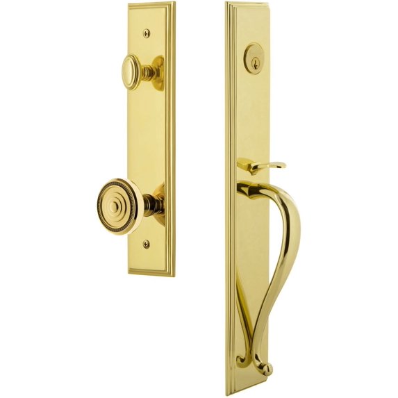Grandeur Carr D Grip Single Cylinder Handleset with Soleil Interior Knob