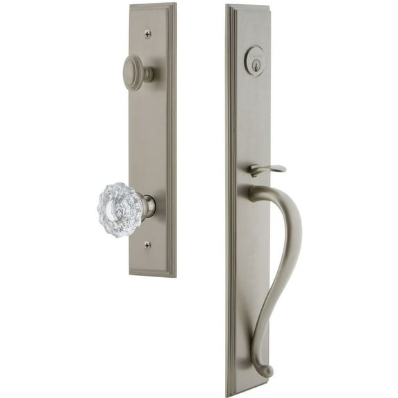 Grandeur Carsgrver_Esetd_Na Carre Solid Brass Rose Dummy "S" Grip Handleset - Nickel