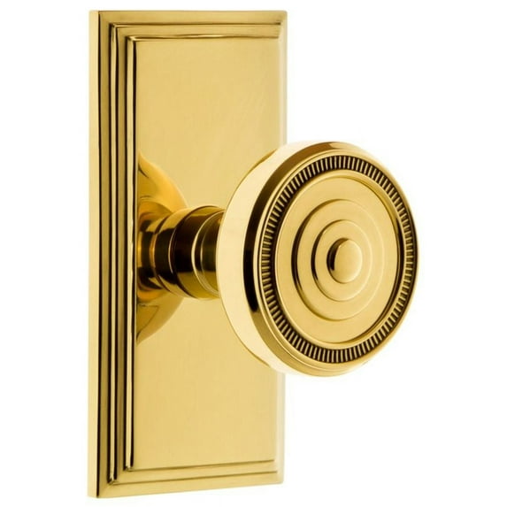 Grandeur Carsol_Psg_234 Carre Solid Brass Rose Passage Door Knob Set - Brass