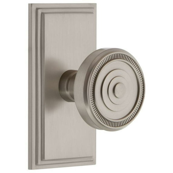 Grandeur Carsol_Psg_234 Carre Solid Brass Rose Passage Door Knob Set - Nickel