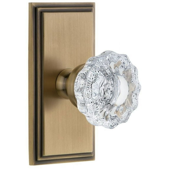 Grandeur Carver_Prv_238 Carre Solid Brass Rose Privacy Door Knob Set - Brass