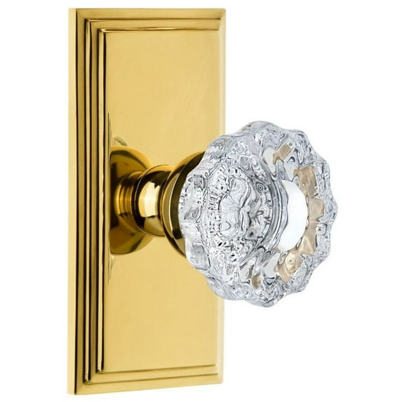 Grandeur Carver_Psg_234 Carre Solid Brass Rose Passage Door Knob Set - Brass