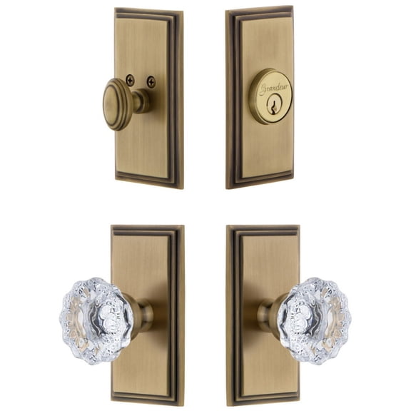 Grandeur 826682 Carre Solid Brass Single Cylinder Keyed Entry Knobset And Deadbolt Combo