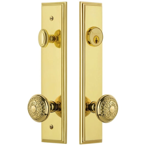 Grandeur Carr Tall Plate Single Cylinder One Piece Knobset with Windsor Knob